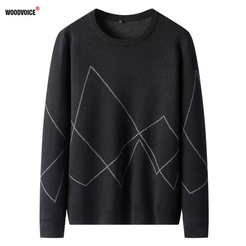 

New Sweater Men Casual O-Neck Pullover Autumn Winter Slim Fit Long Sleeve Mens Sweaters Knitted Brand Pullovers Pull Homme Top, Light gray