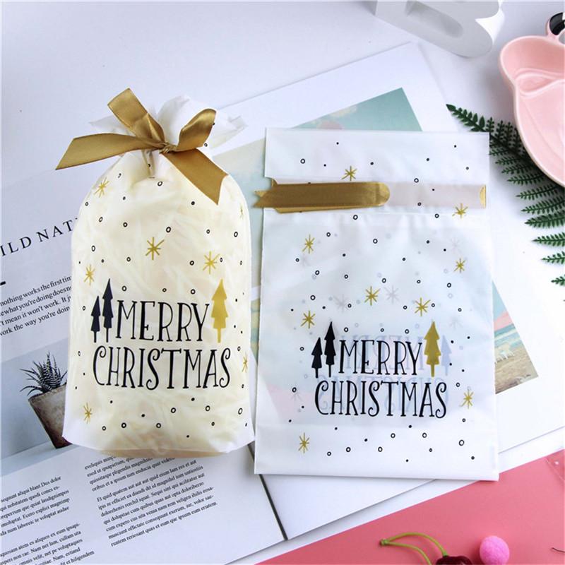 

5PCS Merry Christmas Gift Bags Santa Sacks Xmas Tree Packing Bags Happy New Year 2020 Christmas Dragee Candy Navidad 2020