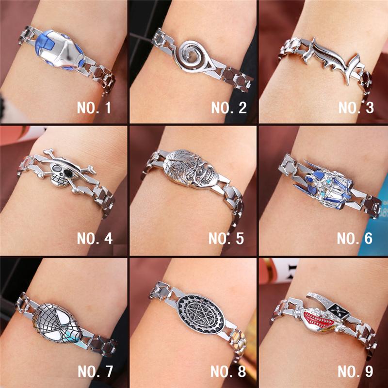 

J store Naruto/Death Note/One Piece/Tokyo Ghoul/Black Butler/ Stainless Steel Bracelet Bangle For Women Men Jewelry