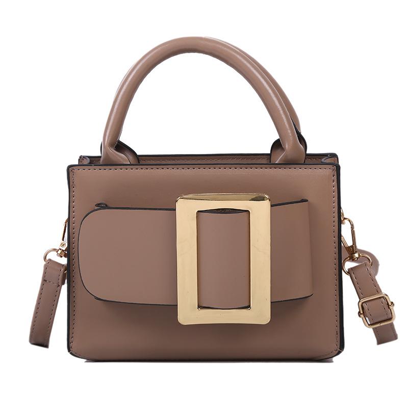 

Women's bag 2021 new solid color diagonal bag simple fashion belt small square casual wild shoulder personality handbag, Khaki