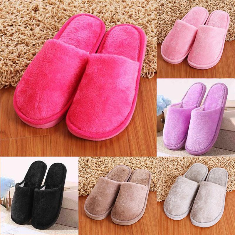 

Slippers Women Men 2020 Indoor House Push Soft Cute Cotton Slippers Shoes Non-slip Floor Home Women Slides For Bedroom1, Women purple 39-40
