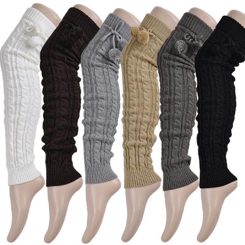 

New Winter Warm Knitting Long Women Girls Knee High Socks Stockings Leggings Crochet Boot Cuffs Beenwarmers Socks, Khaki