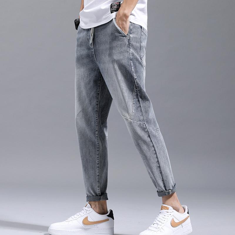 

Men Elastic Casual Cropped Trousers Straight Jeans Denim Spring New Tide Brand Korean Trend Dropship Fashion Jeans Man, H2023