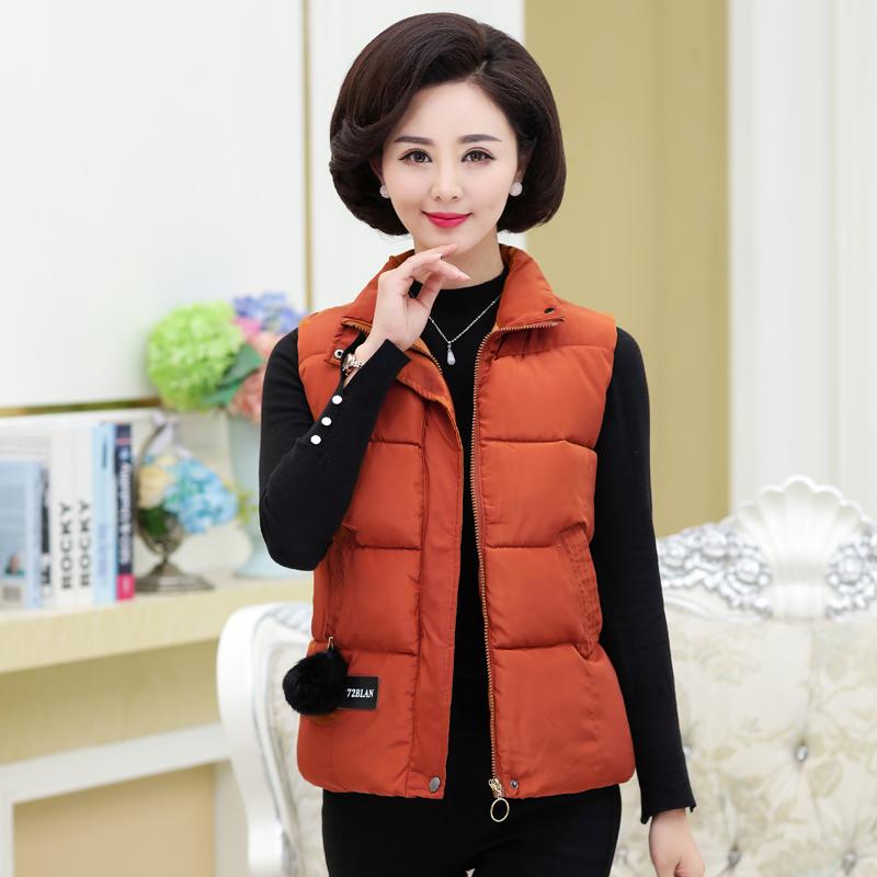 

2020 Winter Warm Short Vests For Women Korea Slim Down Cotton Jacket Coat Middle Age Mother Thick Waistcoat Outwear Clothing, Black