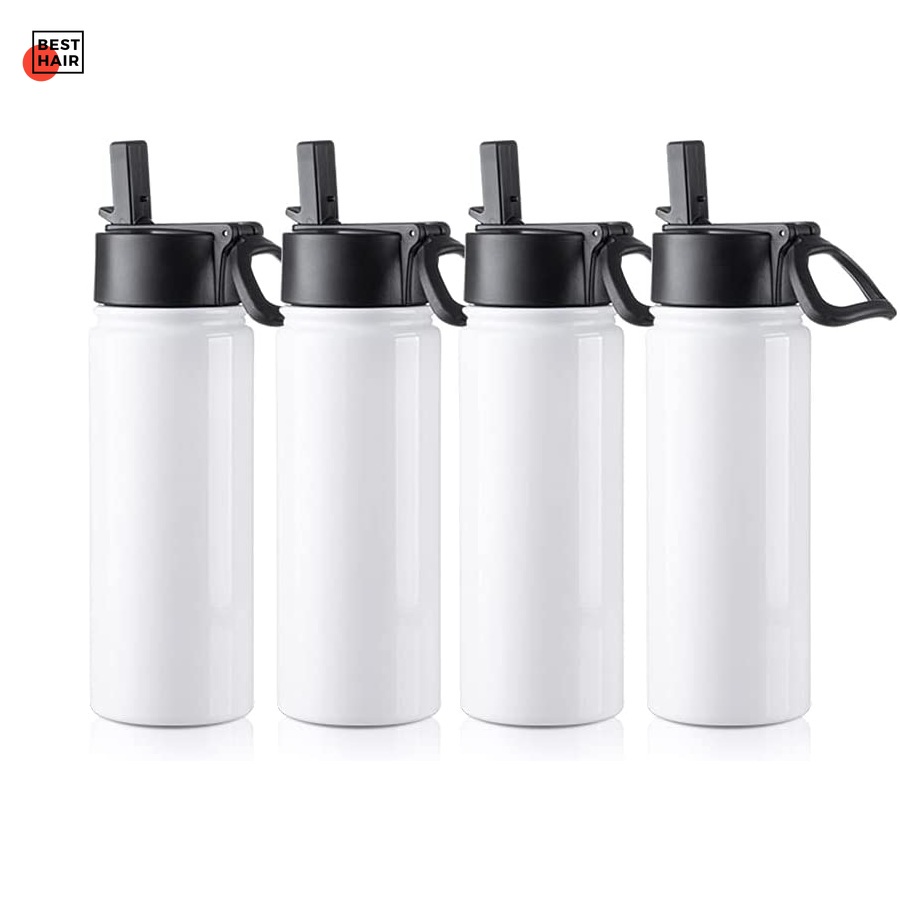 

NEW 32OZ Sublimation Blank Tumbler White Vacuum Flask Stainless Steel Sports Wide Mouth Water Bottle with Straw and Portable Handle