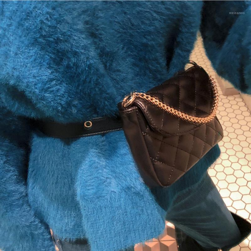 

Waist Bag Woman New Fashion Versatile Ins Handbag Foreign Style Waist Bag Versatile Metal Chain Shoulder1, Sky blue