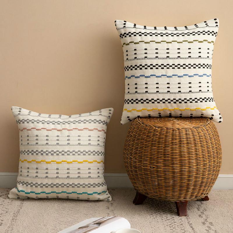 

DUNXDECO Cushion Cover Decorative Pillow Case Modern Art Colorful Jacquard Geometric Cotton Weaving Coussin Sofa Chair Cushion