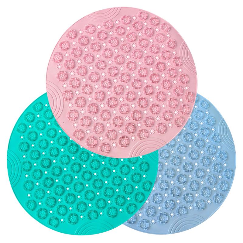 

Large Round Silicone Non-Slip Shower Massage Mat Home Hotel Bathroom PVC Drain Holes Suction Cups Floor Lazy Massage Foot Pad