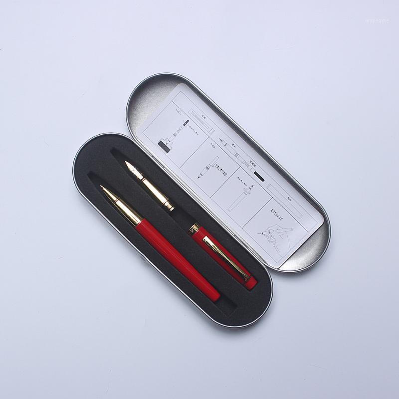

New Style Metal Double Nib Fountain Pen9128 0.5mm Iraurita The Nib Good Gift ink Pen For Friend Office & School Supplies1, Red