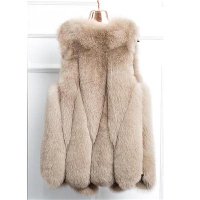 

2020 autumn and winter new fashion hot fur faux fur vest jacket long section large size trend loose casual vest, White