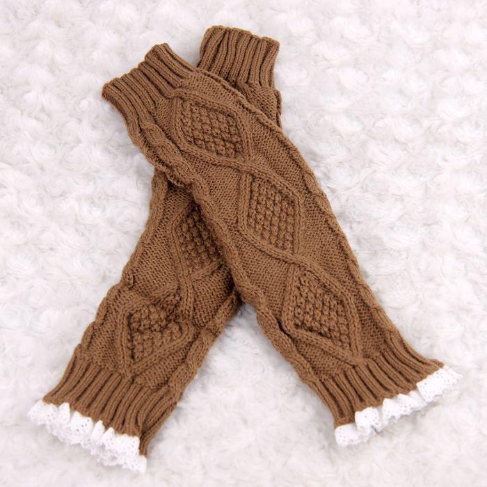 

Five Fingers Gloves Lace Wool Long Warm Wrist Exposed Half Finger Arm Sets1