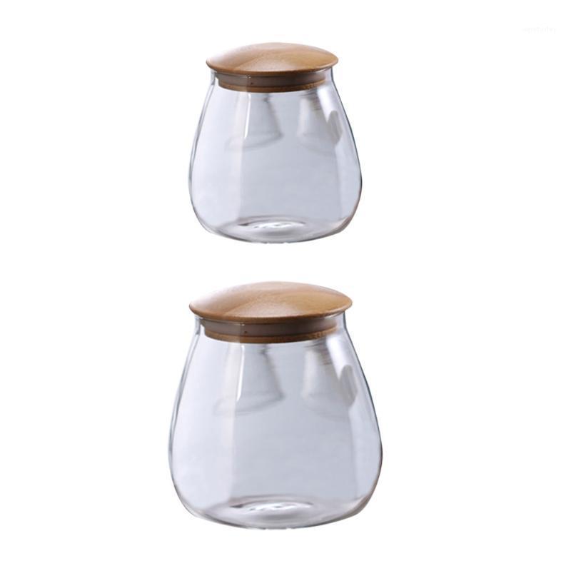 

2pcs Mushroom Shape Glass Storage Jars Clear Airtight Canister Container for Grain Sugar Spice (400ml+800ml)1