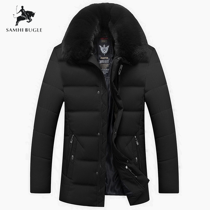 

New Winter Jacket Men Big Real Fur Collar Hooded Duck Down Jacket Thick Down Jacket Men Warm Coat 2XL 3XL 4XL 201111, Black