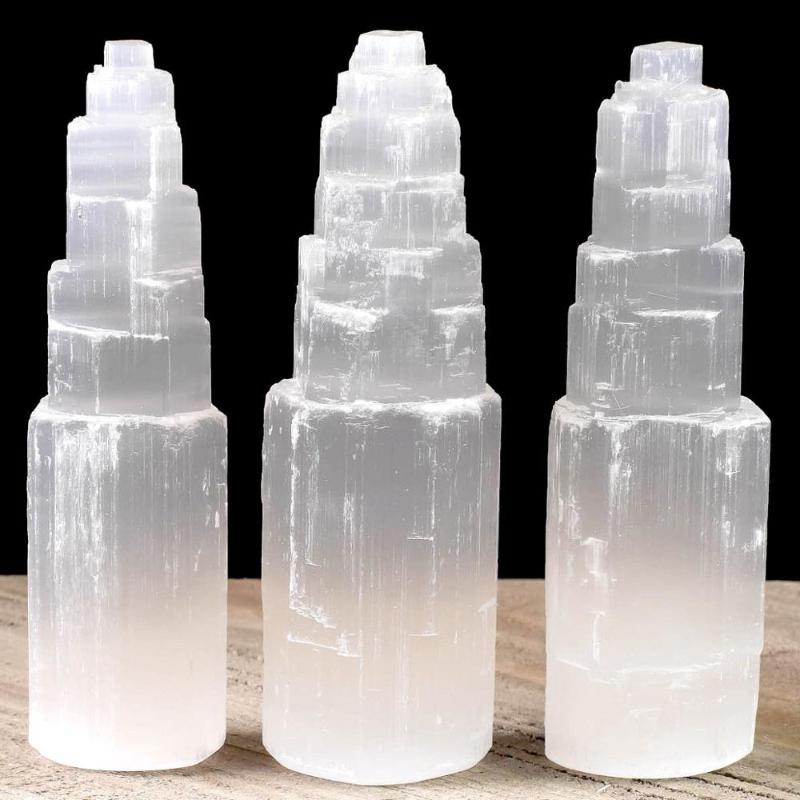 

10-25cm Natural quartz crystal selenite tower lamp reiki healing home decor mineral specimen collection