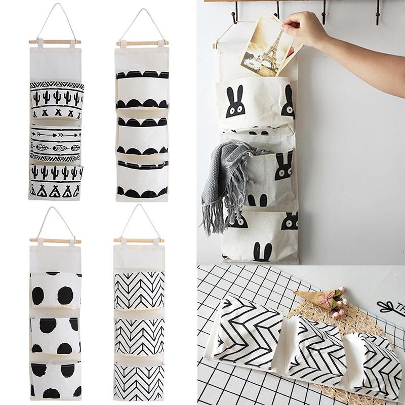 

Wall Mounted Home Space-saving Hanging Geometric Organizer Sundries Holder Storage Bags