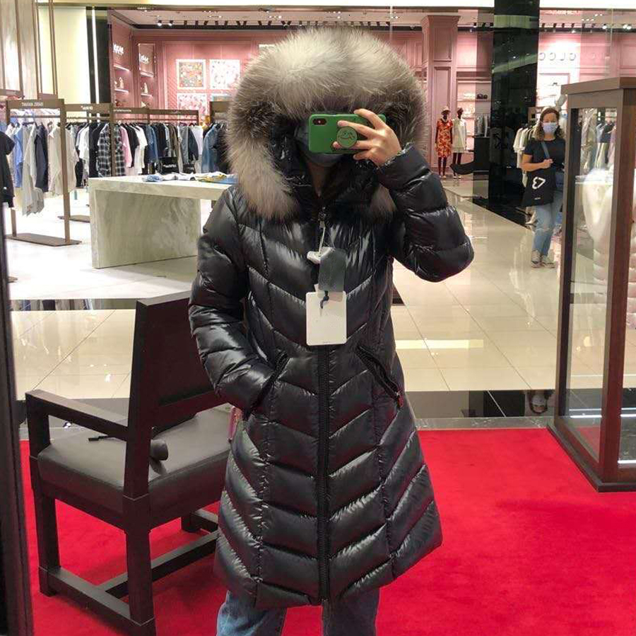 

2020 New Winter Fashion Fulmarus Down Women Big Fur Collar Hooded Warm Parkas Long Coat Female Jacket Bomber Jackets