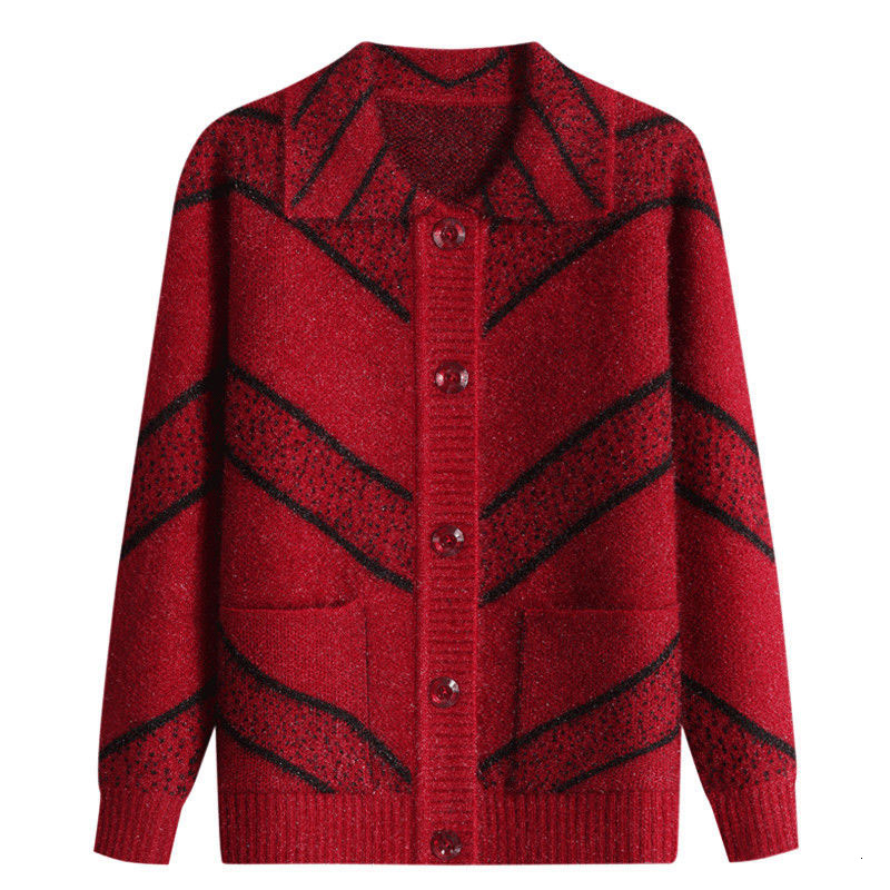 

Middle-aged Sweaters of Older Women Knit Cardigan Spring New Autumn Plus Female Size Mother Tracksuit R702 Ck1m, Green