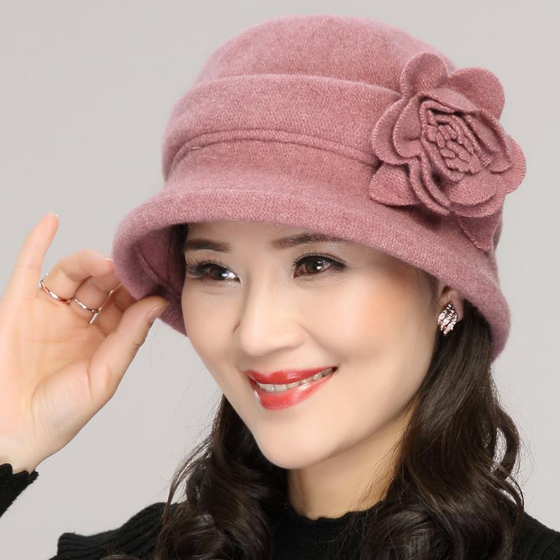 

Spring Autumn Woolen Bucket Hat Women Winter Middle Age Elderly Thin Fisherman Cap Grandmother Mother Elegant Fashion Hats H7152, Red