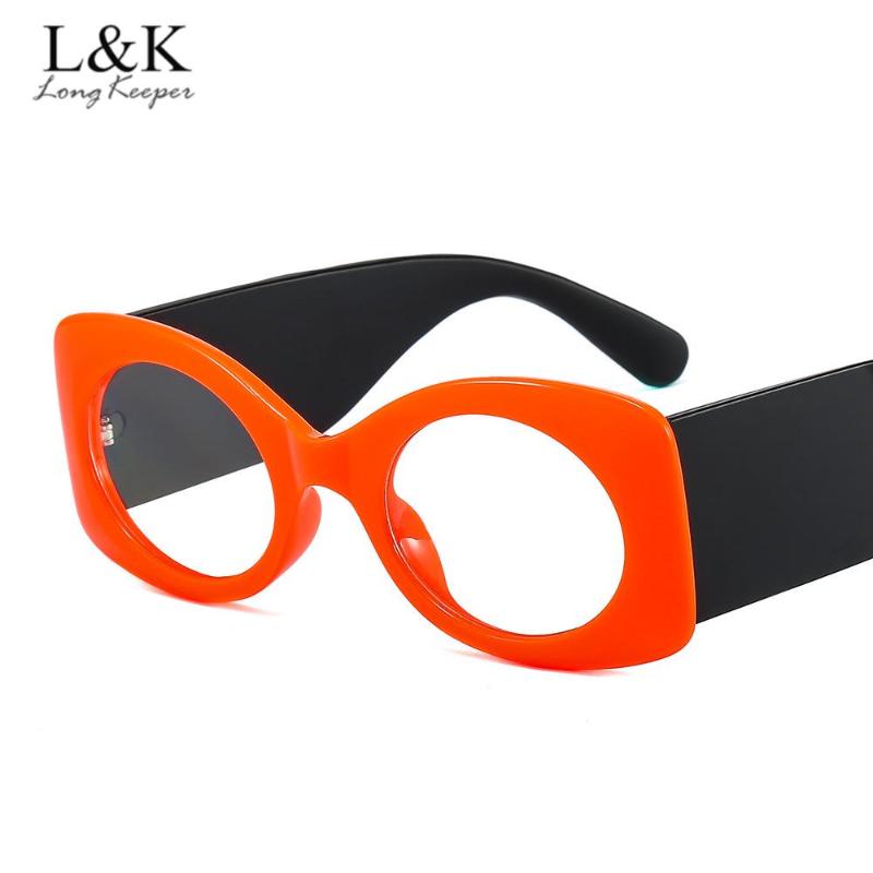 

Retro Oval Glasses Frame For Women Thick Frame Clear Lens Eyewear Men Fashion Colorful Wide Legs Eyeglasses Spectacles
