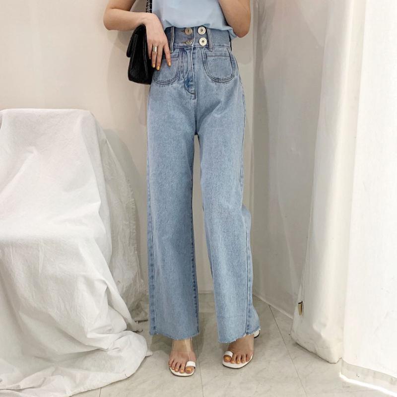 

High Waist Wide Leg Pants Women Denim Trousers 2020 New Chic Stylish Vintage Work Wear Fashion Blue Mom Jeans Pants1, Light blue