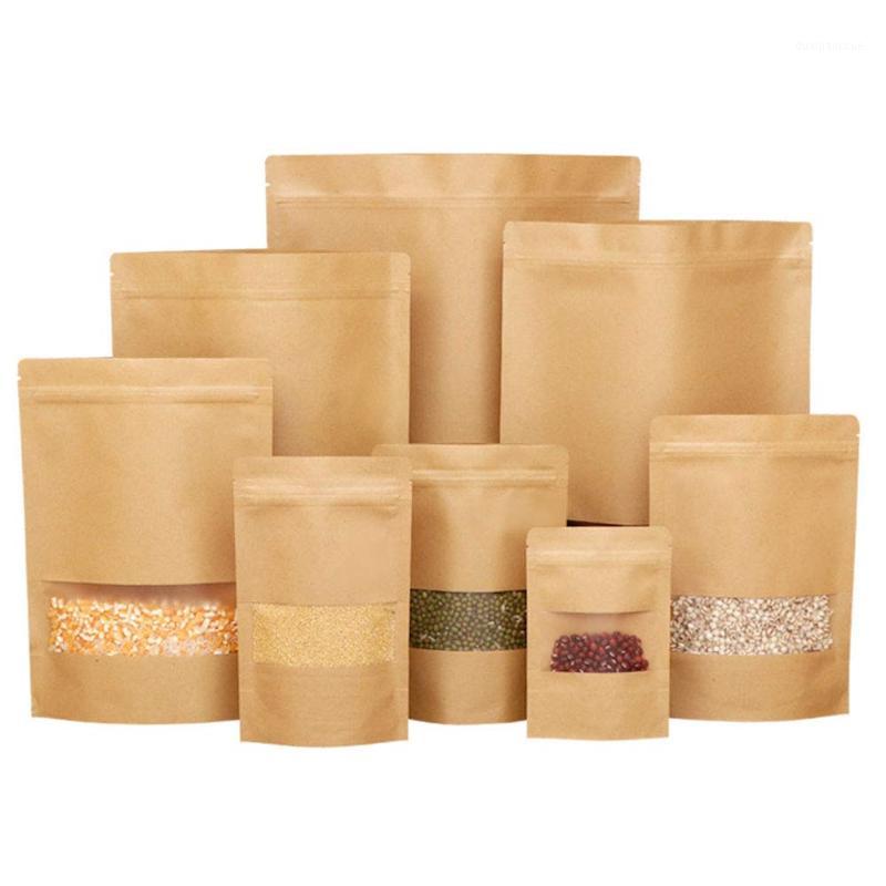 

50pcs/Lot Brown Kraft Paper Bags Gift Candy Bags Wedding Packaging Seal Large Bread Beans Nuts Storage Pouch Bag1