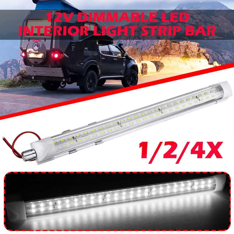 

4/2/1pcs Car Interior Led Light Bar 12V White Light Tube with Dimmable Switch for Van Lorry Truck RV Indoor ceiling, As pic