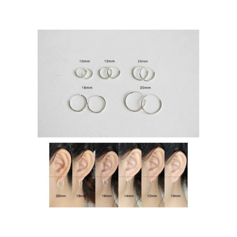 

Genuine Solid 925 Sterling Silver Huggie Hinged Hoop Sleeper Circle Earrings Unisex