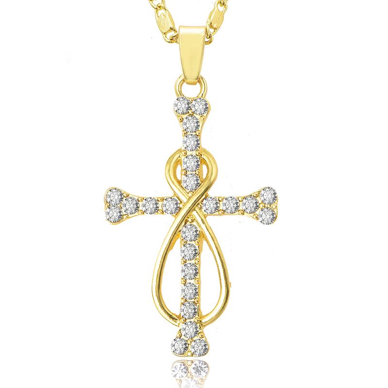 

New Crystal Zircon Silver Color Chain Surround Religion Necklace Fashion Cross Pendant For Women Wedding Party Jewelry Gift
