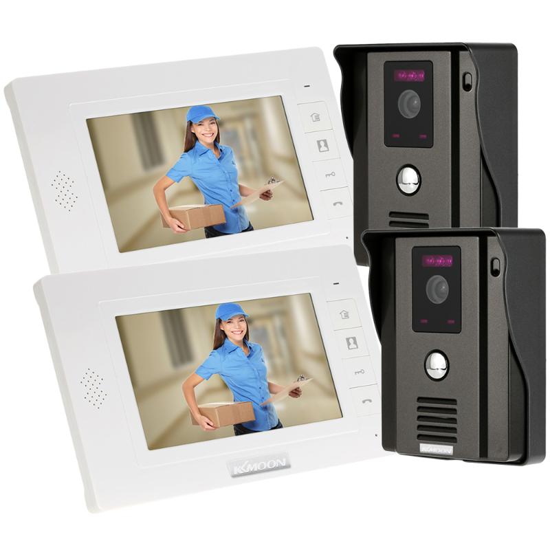 

KKmoon 7 Inch LCD Home Security Video Door Phone Video Intercom Kit 2 Cameras 2 Monitor IR Night Vision Handfree Doorbell