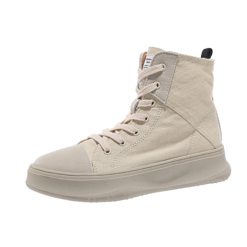 

Boots Female British Wind 2020 New Breathable Thick With Wild Thin Straps High To Help Retro Motorcycle Shoes, Yellow
