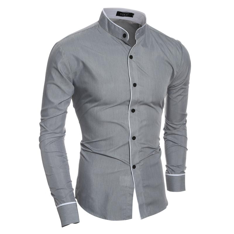 

China style Mandarin collar men's shirts casual young man tops fashion boys Slim fit -2XL clothes wholesale low price, Hzsk052a