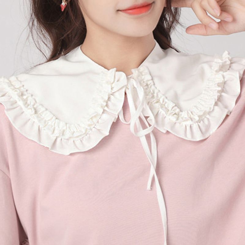 

2020 Japanese Women Girls Lolita Doll Double Layer Ruffles Fake Collar Shoulder Wrap