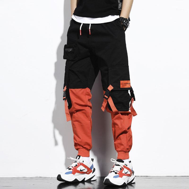 

Men's Jeans Japanese Style Fashion Men Loose Fit Black Orange Color Spliced Designer Cargo Pants Streetwear Hip Hop Joggers Men1, Blue