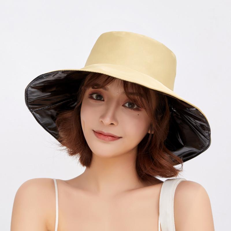 

Cotton women wide eaves sunbonnet casual fashion summer sun block cap fisherman hat bucket hat sun-shade chapeau for girls, Yellow