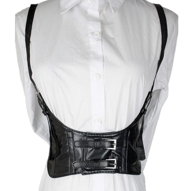 

Belts Gothic Streetwear Waistband For Women PU Leather Crop Top Ladies Hook Lace Up Punk Style Tank Cummerbunds Corset 2022, White