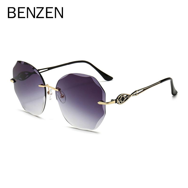 

Sunglasses BENZEN Luxury Rimless Women Anti UV 400 Sun Glasses For Woman Vintage Round Ladies Shades 6668