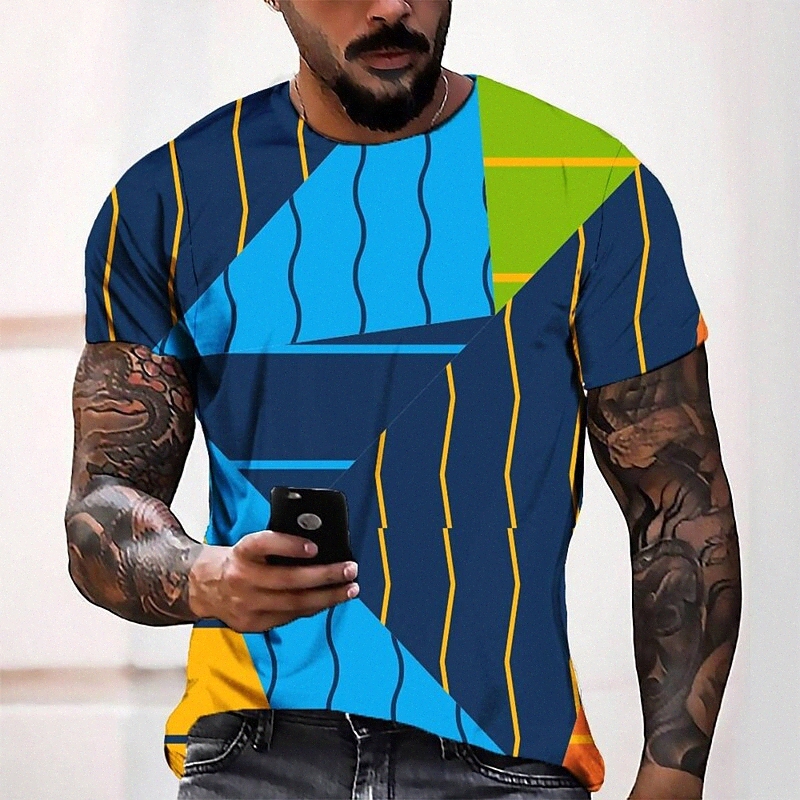 Men's Tee T shirt 3D Print Graphic Round Neck Casual Daily 3D Print Short Sleeve Tops Fashion Designer Cool Comfortable Blue j0nA#