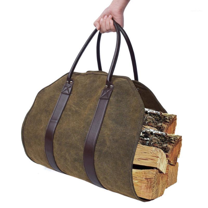 

Waterproof Canvas Heavy Duty Firewood Carrier Wood Log Holder Indoor Firewood Totes Resistant Carrier Tote Bag1