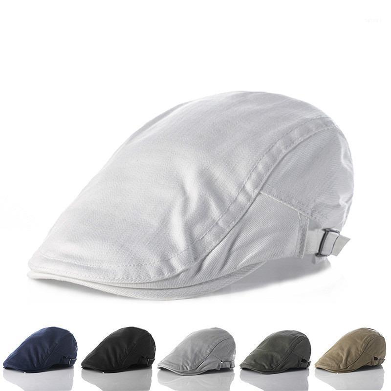 

New Men's Hat Berets Cap Golf Driving Sun Flat Cap Fashion Cotton Berets Caps For Women Casual Peaked Hat1, White