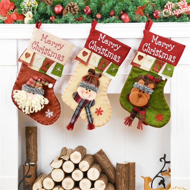

Christmas Santa Claus Snowman Elk Stocking Socks Christmas Gift Bag Xmas Home Hanging Ornament Xmas Tree Pendant Santa Sacks1