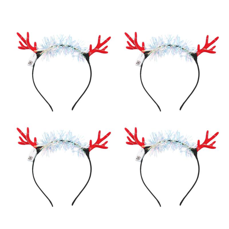 

4Pcs Antlers Hairbands Lovely Glowing Luminous Headwear Hair Hoops for Christmas Cosplay