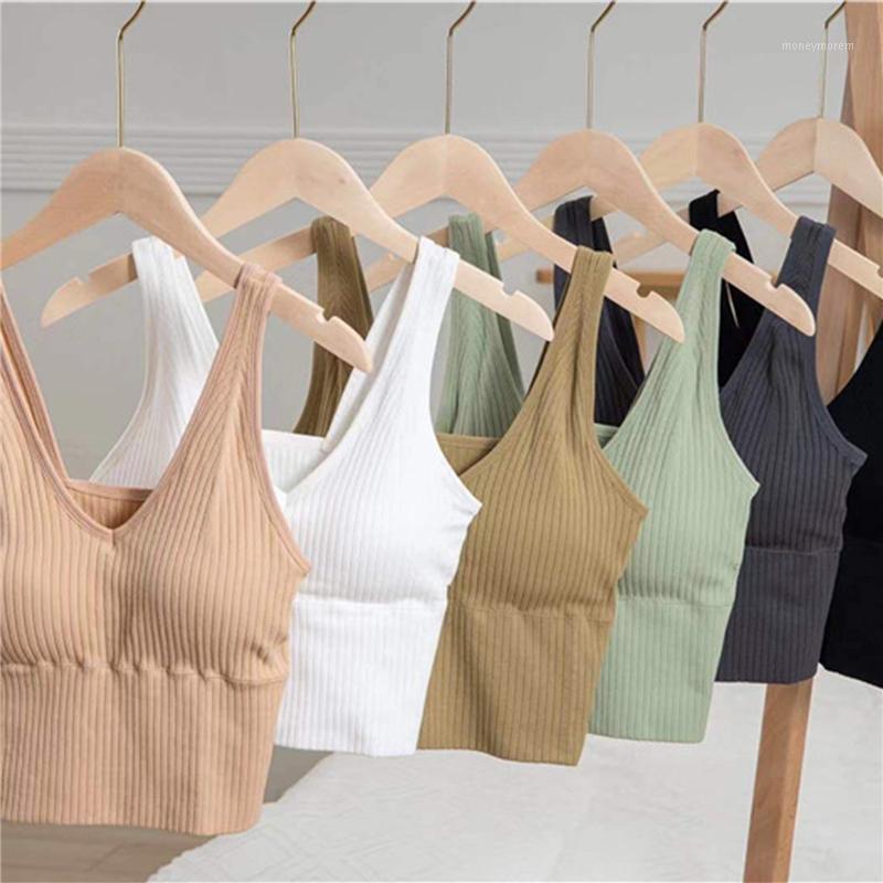 

Knitted Women Tank Top Underwear Sexy Padded V Neck Backless Crop Tops Camisole Female Sleeveless Solid Intimate Lingerie1, White