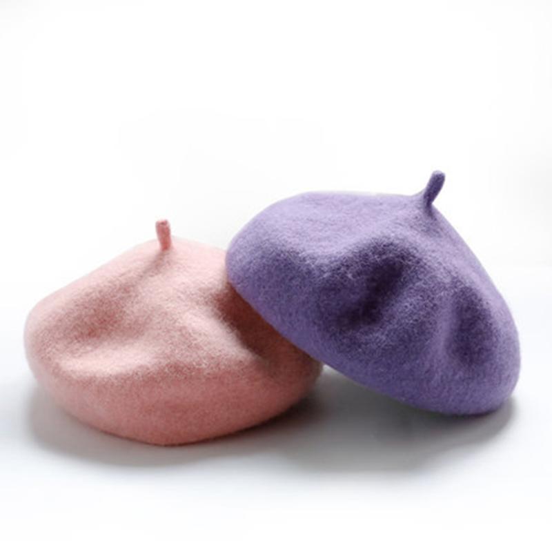 

New Wool Boy Beret Fashion Winter Hat Berets for Girls Korean Style Painter Boonet Solid Muts Cute Cap Kid Party Headwear, No.6