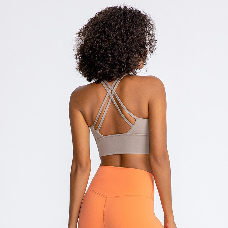 

Padded Sports Bra Women Yoga Gym Running Crop Top Push Up Fitness Workout Jogging Seamless Tank Top Cross Beauty Back Shockproof, Black