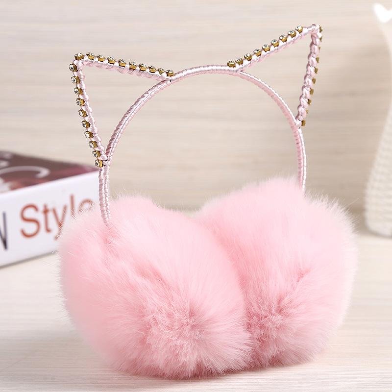 

Lovely Cat Fur Winter Earmuffs Ear Cache Oreilles Warmers Winter Comfort Earmuffs Warm for Women Girls, Black