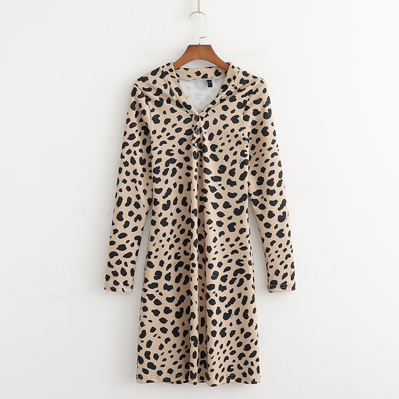 

2021 New Summer Leopard Dress Ladies Elegant Spring Sexy Party Boho Beach Long Shirt Dressed for Women Rok0