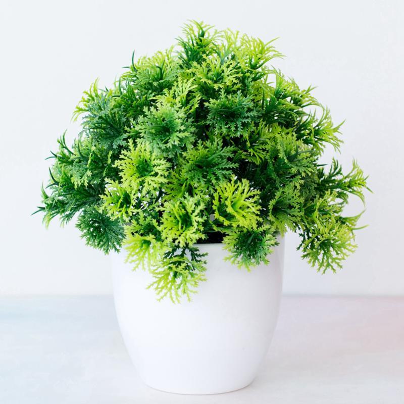 

Artificial Potted Plant Plastic Plowerpot Simulation Flower Grass Bonsai Small Tree Pot Plants Fake Flower Home Decoration Craft1, Yellow