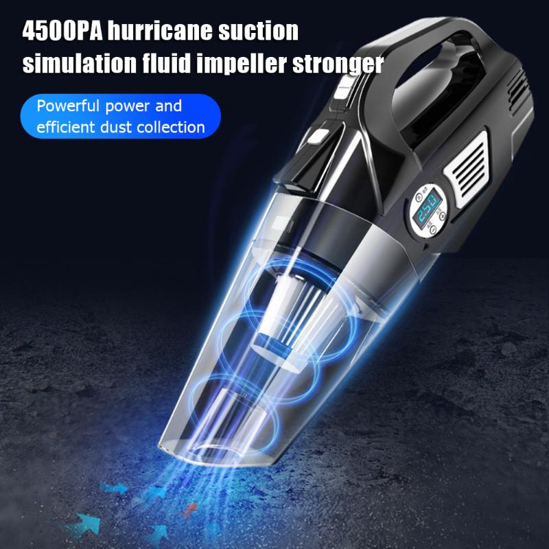 

4 in 1 Car Home Vacuum Cleaner Mini Cordless 4500Pa Tire Pumps LED for Outdoor Personal Car Decoration