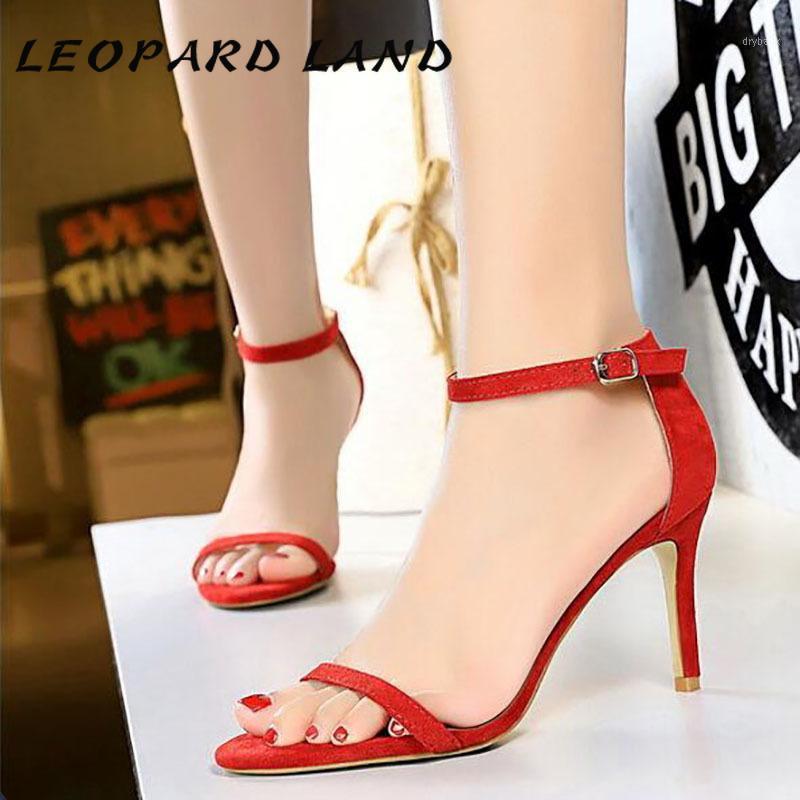 

LEOPARD LAND 8cm Heels Women High Heels Sandals Simple High-heeled Toed Open Toe Nightclub High-heeled Female Sandals DS-126-A91, Light brown