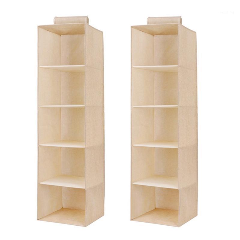 

2 Pcs Hanging Storage Organiser with 5 x Pockets, Washable Hanging Storage Organiser for Wardrobe/Closet1